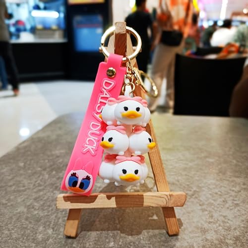 Image of Cute Cartoon Character Silicone 3D Key Chain with Strap Charm & Metal Hook, Merchandise Key Rings Gift for Kids Girls Boys Men & Women