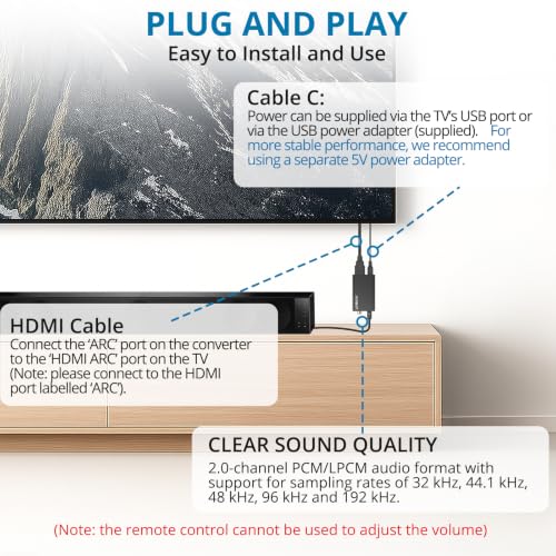 Miniatura 6 de Autoutlet Extractor De Audio Digital Arc Hdmi Arc A Óptico Coaxial Convertidor De Tv A Sonido Digital Para Soundbar, Amplificador