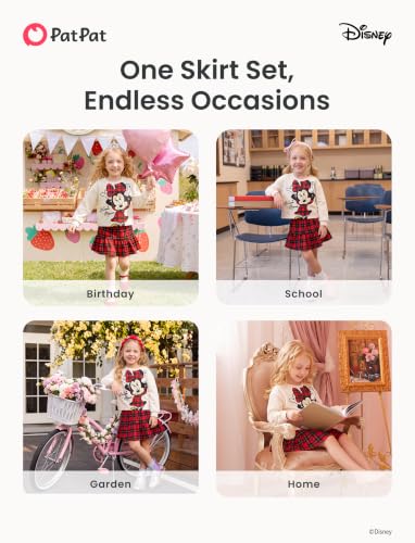 Image of Disney Girls' 2-Piece Outfit Sweatshirt Top & Pleated Skirt Set 2-9Y