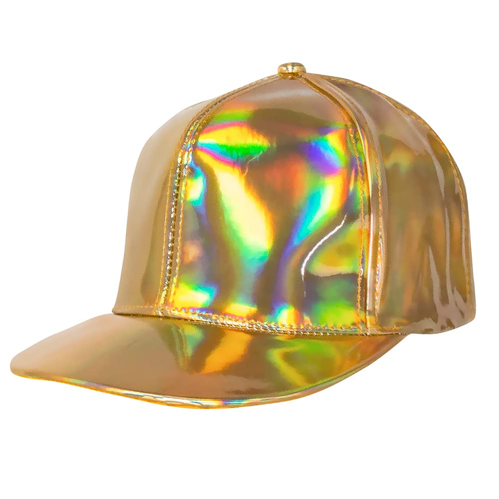 Boland 04298 - Baseball Cap, Holo, Gold, Holographic, Adjustable Size, Cap, Cap, Headwear, Hat, Rapper, Costume, Theme Party, Carnival