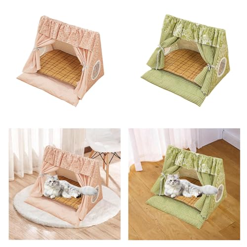 Image of CALANDIS Cat Tent House Creative Summer Breathable Window Pet Bed Dog Tent for Kitten Pink | Beds | Cat Supplies