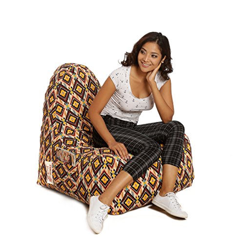 Image of Style Homez Hackey Cotton Canvas Geometric Printed Bean Bag XXL Size Filled with Beans Fillers