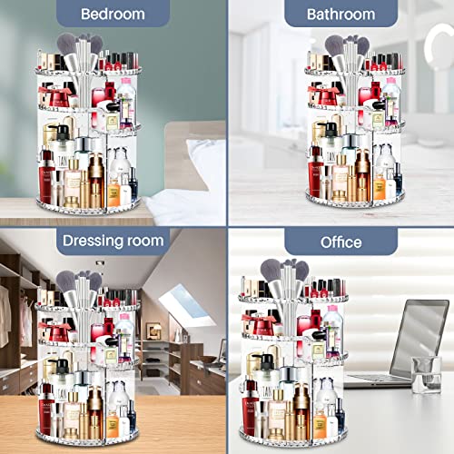 Vinmoso Rotating Makeup Organizer And Storage Perfume Organizer For Dresser Cosmetics Organizer Makeup Organizer For Vanity Dresser Organizer 4 Trays Adjustable Cosmetic Storage Cases #TOP4