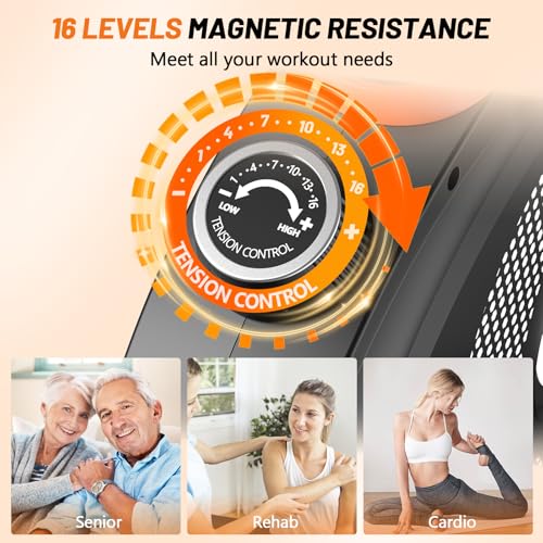 Recumbent Exercise Bike for Home 16 Levels Magnetic Resistance Stationary Bikes for Adults Seniors with Smart APP, LCD Monitor, Heart Rate Handle, Adjustable Seat & Backrest, 400lbs Weight Capacity - Image 4