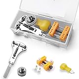 Watch Back Case Opener, Watch Battery Replacement Tool Kit for Watch Repair, 3 Jaw Type XL Tripod Wrench + Adjustable Holder + Opener Knife with Case