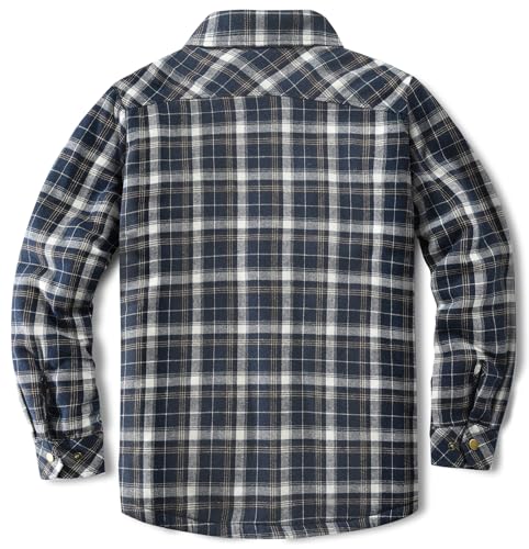 Image of Men's Sherpa Cotton Flannel Shirt Jacket Plaid Button Coat Pocket