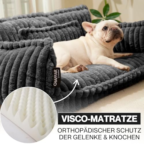 noviclass® Hundesofa Chaffar Hundebett | Orthopädische Matratze | Moderner Stil | Cord-Design Größen (Kohle, L (100cm))