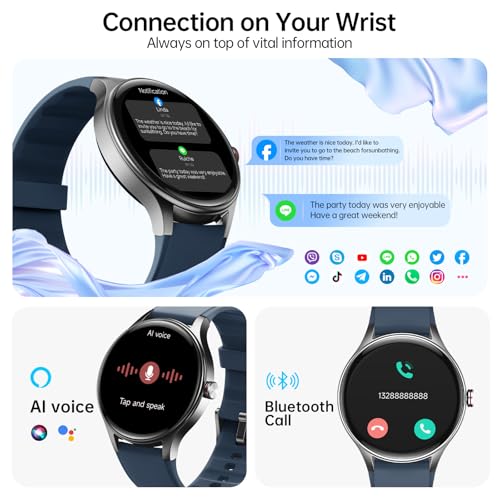 Image of Woneligo Smart Watch,1.57inch AMOLED Touchscreen Fitness Watch for iPhone & Android,Heart Rate /Sp02 /Sleep Monitor,110+ Sport Modes IP68 Waterproof Bluetooth Calls(Blue, 1.57)