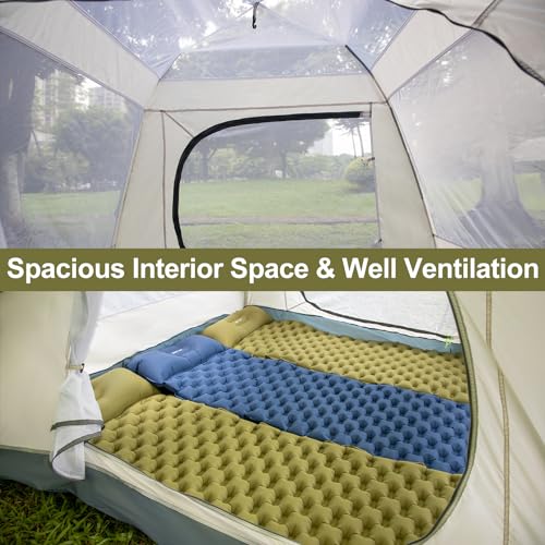 Image of Night Cat Instant Cabin Tent with Rainfly 2 3 Persons Waterproof Pop Up Tents with Porch for Family Camping Double Layers Automatic Hydraulic Easy Set Up Outdoor