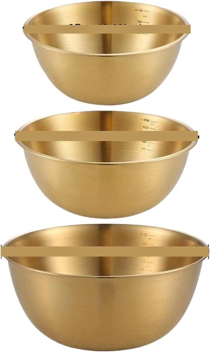 Stainless steel bowl 3pcs Stainless Steel Salad Bowls Set Oven Kitchen Mixing with Measurement Marks for Baking and