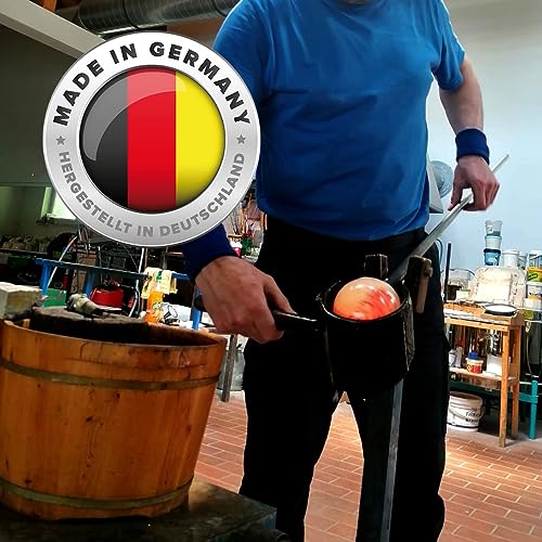 Lauschaer Glas Gartenkugel Rosenkugel aus Glas mit Granulat aquablau h 15 cm, d 12cm mundgeblasen handgeformt