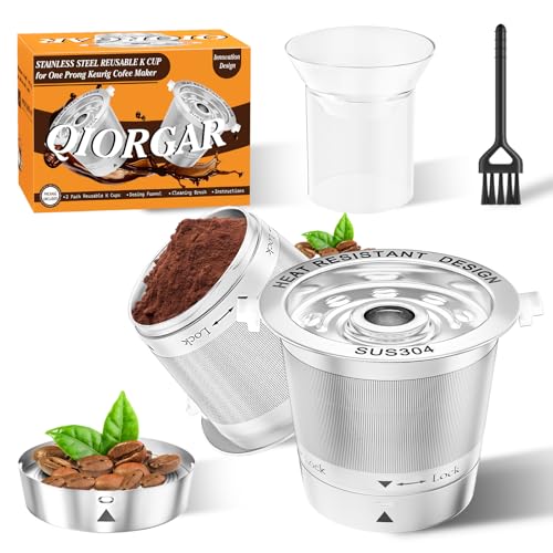 2 Pack Reusable K Cups for Keurig 1.0, not 2.0 Coffee Machine, All Stainless Steel Coffee Filter Pods for Keurig with Dosing Funnel and Cleaning Brush, No Seal Gasket, Non Plastic, Heat Safe