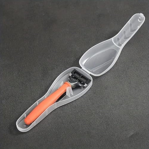 1 estojo de barbear portátil, caixa de armazenamento transparente, organizador de barbeador preto para viagem (branco)