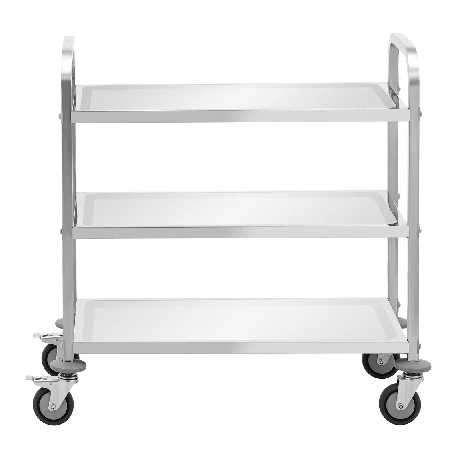 Royal Catering RCSW-110 Servierwagen 3 Borde 73 x 38 x 3 cm 81 kg Küchenwagen Edelstahl Küchenrollwagen Rollwagen Küche