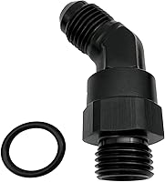 Vista 31 de Adaptador de riel de bomba de combustible macho de aluminio de radio de alto flujo 45 grados 6AN macho a 4AN macho con junta tórica AN4 ORB, negro