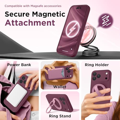 Image of GolbinBox Magnetic for iPhone 17 Pro Max Case, Silicone Cover, Wine Red
