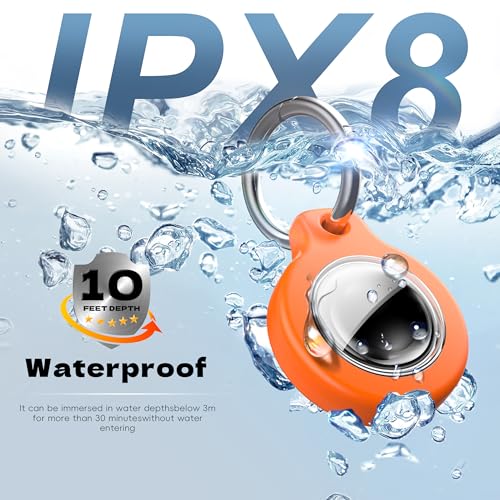 Image of Airtag Holder Waterproof Airtag Keychain Compatible with Apple(Set of 4) | Locking Case with Cable, Ultra-Durable Anti-Loss Case for Luggage and Keys, Black, Orange, Blue, Red