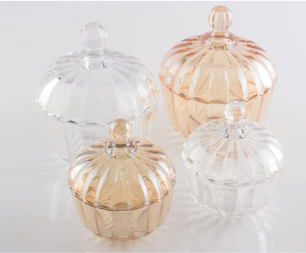 Sugar Bowl,Sugar Container,Sugar Jar,Glass Pumpkin Sugar Bowl Snack Jar Candy Dish Storage with Lid