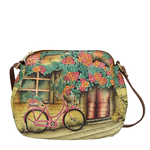 Image of Anuschka Women's Leather Shoulder Bag - Hand-Painted Genuine Leather Handbag with Adjustable Strap - 691, Shoulder Bag