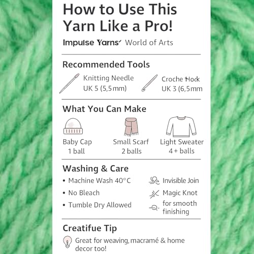Image of WOAFashions Impulse Hand Knitting & Crochet Yarn (Light Fern Green) (100gms - Pack of 1)