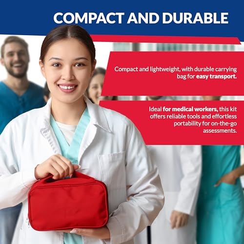 Image of Blood Pressure Monitor and Sprague Stethoscope Kit - 2-Pack, Adult Aneroid Sphygmomanometer with Dual-Head Stethoscope, Adjustable BP Cuff, Carrying Case & Accessories - Red