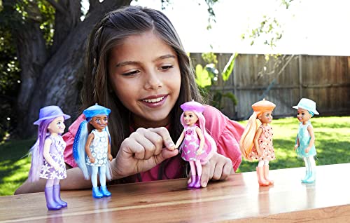 ​Barbie Chelsea Color Reveal Doll with 6 Surprises, Sunshine & Sprinkles Series with Lavender Flower Print & Color Change; Gift for Kids 3 Years & Older