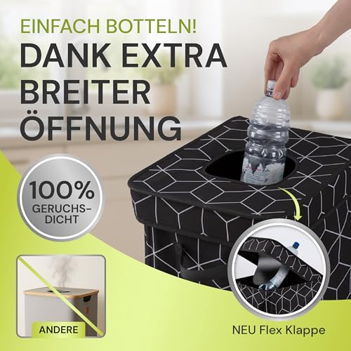 BOTTLEBOY Pfandflaschen Sammelbehälter - inkl. XXL-Tasche 100 L - Geruchsdichter Flaschensammler Leergut - Extra schmaler Pfandflaschen Behälter - Premium Magnet Pfandbehälter (Schwarz)