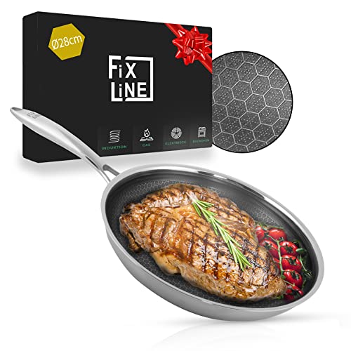 FIXLINE® Premium Bratpfanne Ø28cm - alle Herdarten inkl. Induktion - Kratzfeste...