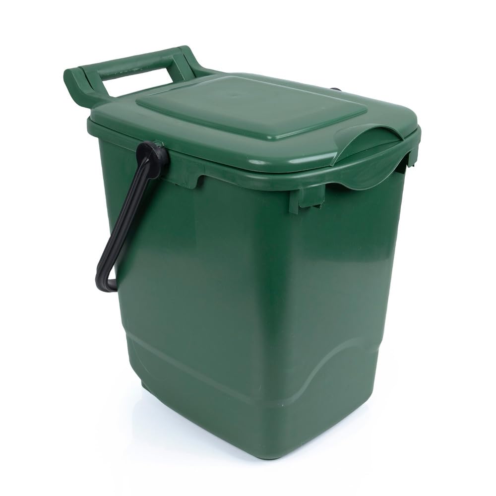 Large Compost Caddy - Green - for Food Waste Recycling (23 Litre) - 23L Plastic Composting Kerbside Bin