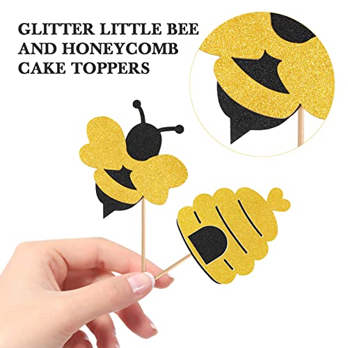Toyvian 20 Pçs Toppers De Bolo De Abelha Glitter Favo De Mel Cupcake Toppers Sobremesa Toppers Decor
