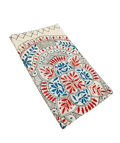 Image of SHRISTI CLOTHINGS Women's Hand Embroidered Cotton Silk Kantha Stitch Saree with Blouse Piece (SB420324 TWD75)