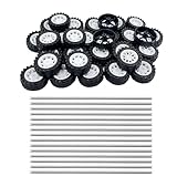 30PCS Toy Car Wheel Plastic Toy Car Wheel with 2mm Dia Round Shaft Axles for RC Car Truck Robot DIY Model Toy Wheel Replace Parts (White)