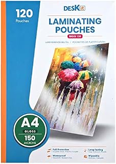 Deskit Laminating Pouches A4, Gloss, 120 Sheets, 150 Microns - Clear and Durable Presentations - Ideal Rigidity for Everyday Use