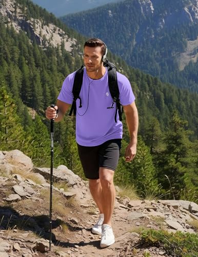 Image of PINSPARK Workout Shirts for Men UPF 50+ Quick Dry Athletic Gym Tee Shirts Mens Short Sleeve Running Cooling Swimming T-Shirt
