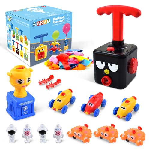 BAKAM Toddler Toys 3-4 for Boys Girls, Balloon Launcher & Powered Car Set, Fun Toddlers STEM Toy Balloon Pump Cars Racer Kit for Kids 3-5 (Bird)
