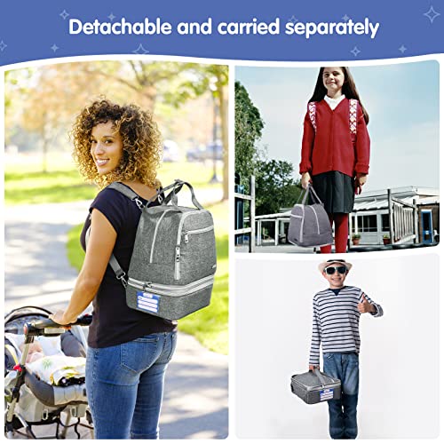 Breast Pump Bag Backpack for New Mom, Grey