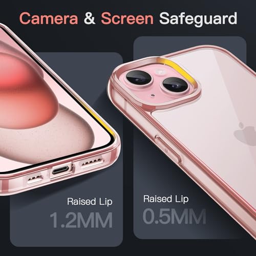 JETech Case for iPhone 15 6.1-Inch, Non-Yellowing Shockproof Phone Bumper Cover, Anti-Scratch Clear Back (Pink) - Image 5