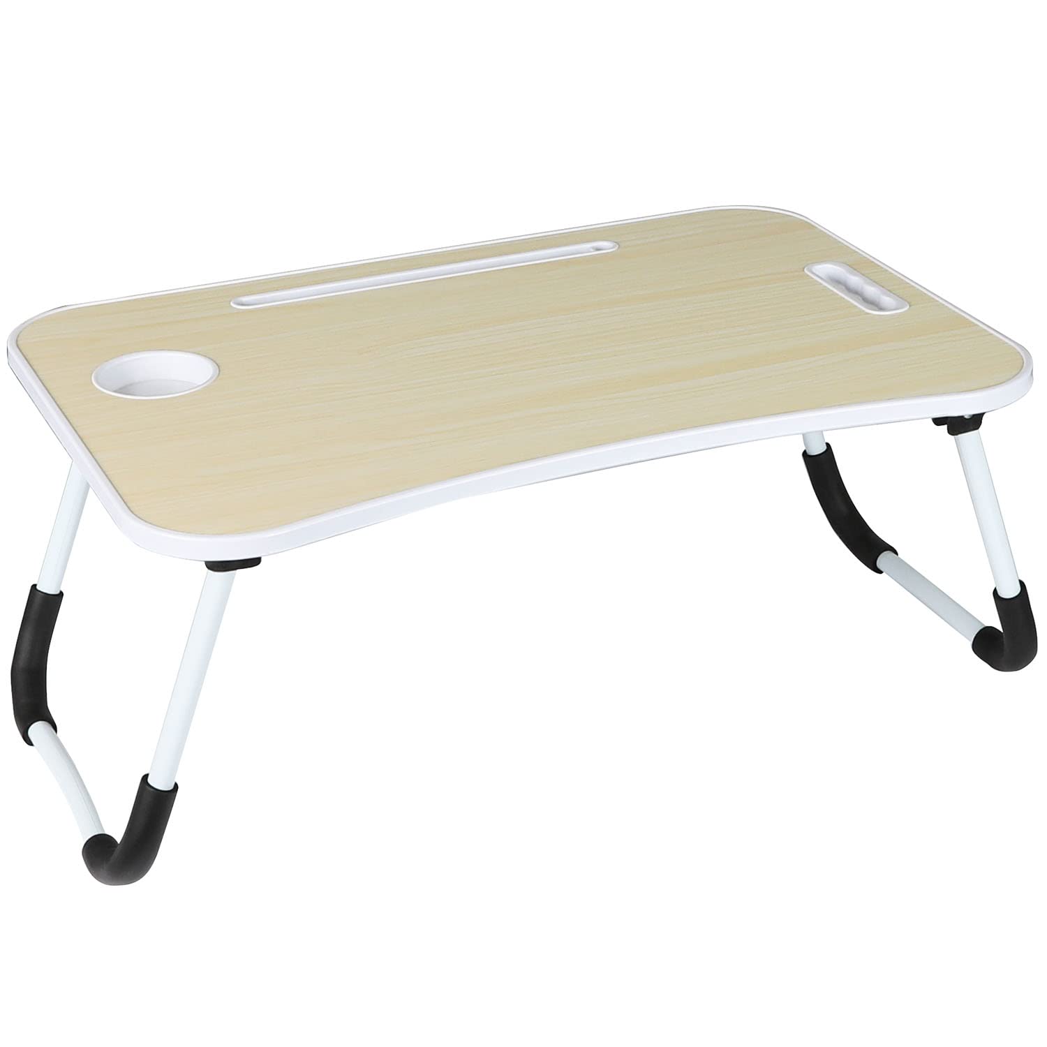 Taylor & Brown Maple Laptop Bed Table Lap Standing Desk For Bed And Sofa Breakfast Tray Foldable Folding Serving Coffee Tray Notebook Stand Reading Holder For Couch Floor Kids (Maple)