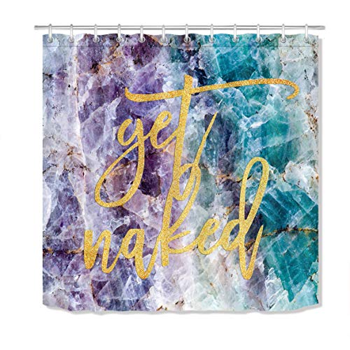 LB-Get-Naked-Marble-Shower-Curtain-with-HooksFunny-Quotes-Font-Crystal-Mineral-Purple-Blue-Marble-Bathroom-Curtains-Fashion-Popular-Style-72x72-inch-Waterproof-Polyester-FabricGold-Orange-Yellow