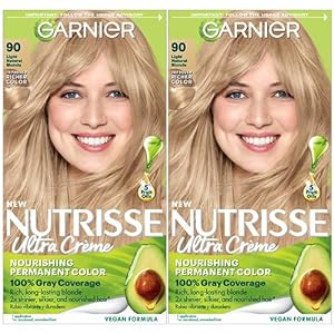 Garnier Hair Color Nutrisse Nourishing Creme, 90 Light Natural Blonde (Macadamia) Permanent Hair Dye, 2 Count (Packaging May Vary)