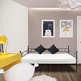 H.J WeDoo Klassisch Tagesbett Bettsofa Schlafsofa Einzelbett Metallbett Jugendbett Prinzessinnenbett Kinderbett Gästebett Bett Sofa 90x190cm Schwarz