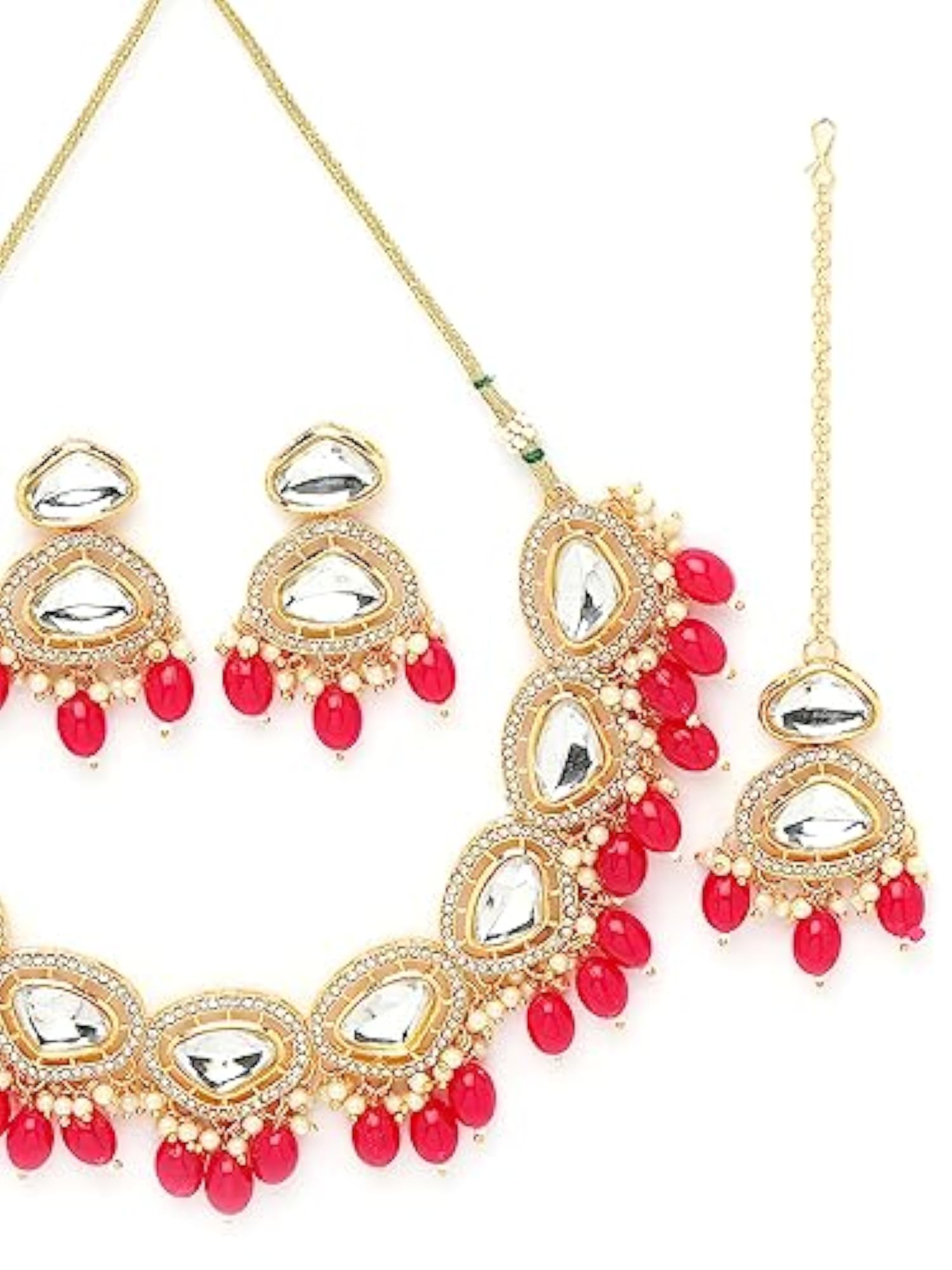 Gold-Plated AD Stones Collar Necklace With Earrings