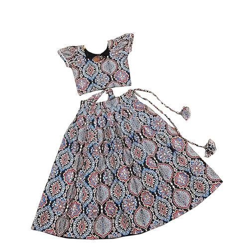 Image of E-Sqare Kids Girls Multicolour Bandhani Print Lehenga Choli Set | Ethnic Wear Dress | Readymade Clothing Set | 2 to 8 Years