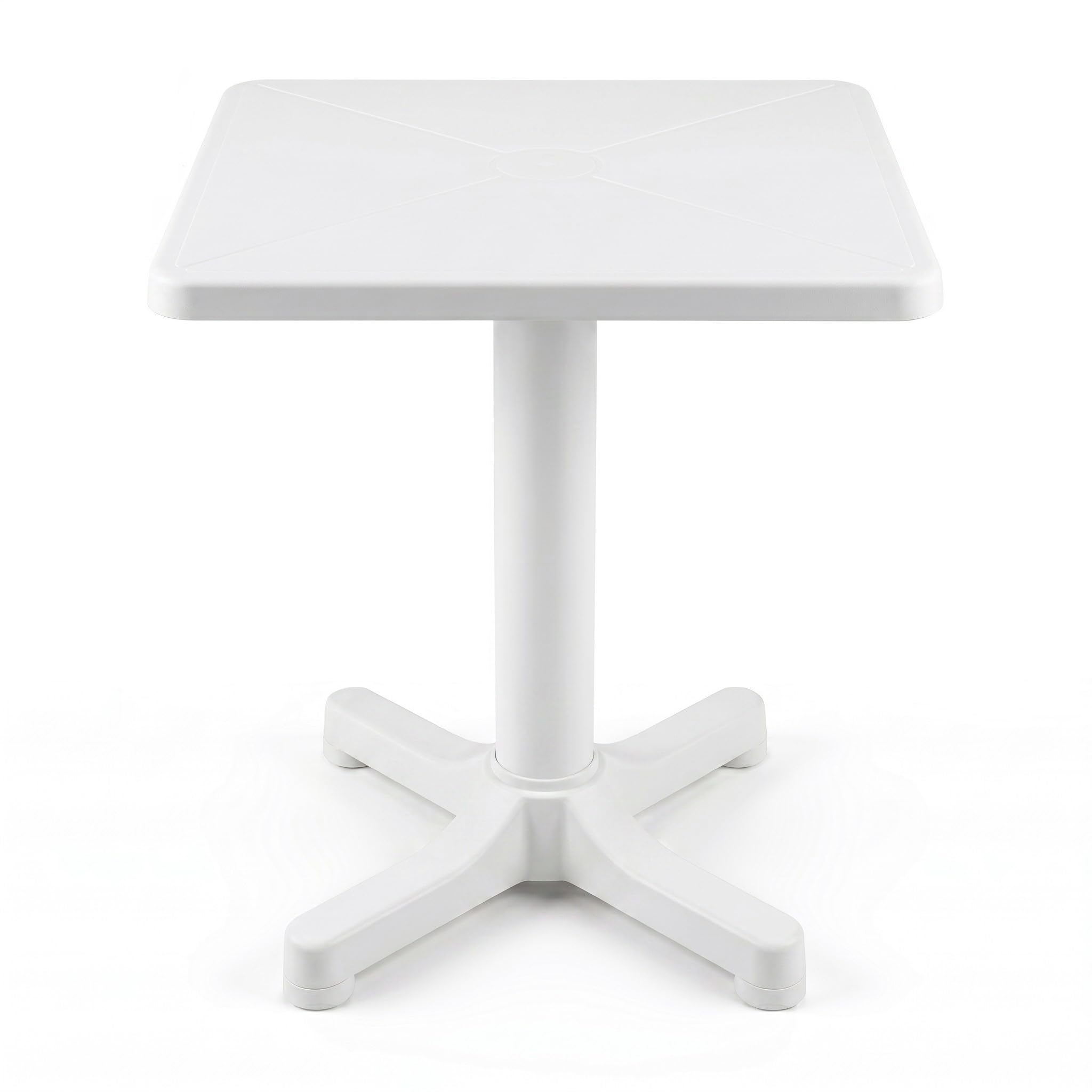 Mesa de Jardín Cuadrada de Resina Auxiliar Exterior, Blanco | Desmontable, 60x60x72cm, Portátil, Fabricada en España, Camping, Terraza, Acampada, Playa