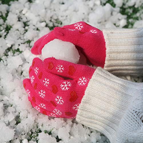 Image of Evridwear Kids Winter Gloves,3 Pairs Knit Warm Stretch Gripper Children Magic Glove for Boys Girls 4-14 Years