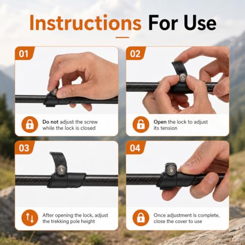 Image of Proberos Telescopic Carbon Fiber Hiking Poles with Soft Grip for Outdoor