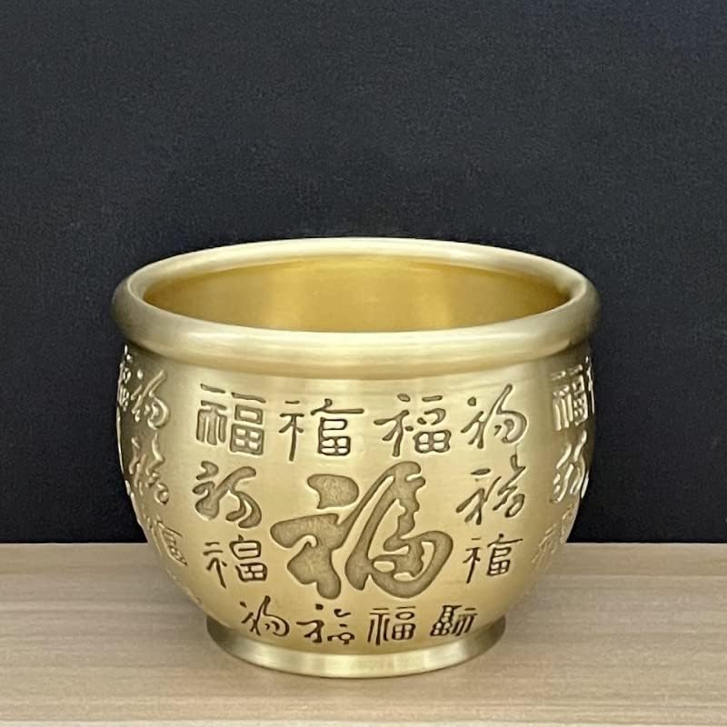 纯铜百福缸聚财纳福聚宝盆装饰品铜炉黄铜工艺品摆件礼品