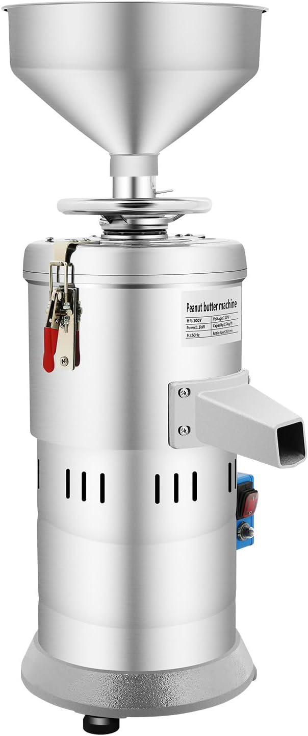 LOYALHEARTDY Commercial Peanut Butter Maker Machine, 33lbs/H Nut Butter Grinder with Adjustable Settings, Stainless Steel Peanut Grinder Sesame Mill Grinders for Home and Business Use 1100w