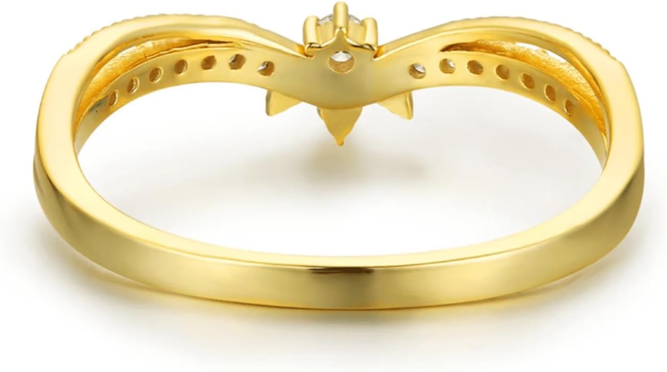 Cubic Zirconia Leaf Rings for Women 925 Sterling Silver 14K Gold Dainty Layered Crown Bands Statement Stackable Rings for Women Promise Rings Valentines Jewelry Birthday Gifts - Image 6