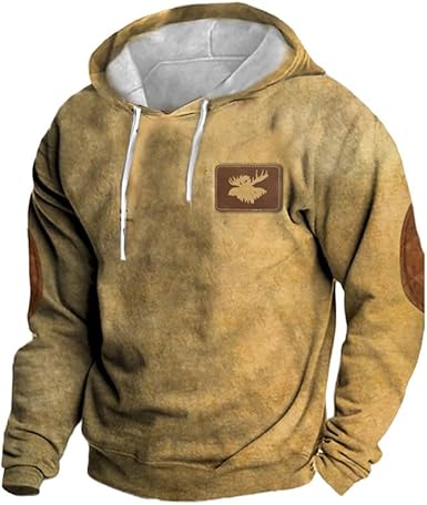 Felpa Con Cappuccio Uomo Retrò Stampa 3D Etnica: Pullover Con Tasca, Morbida In Poliestere, Casual Western